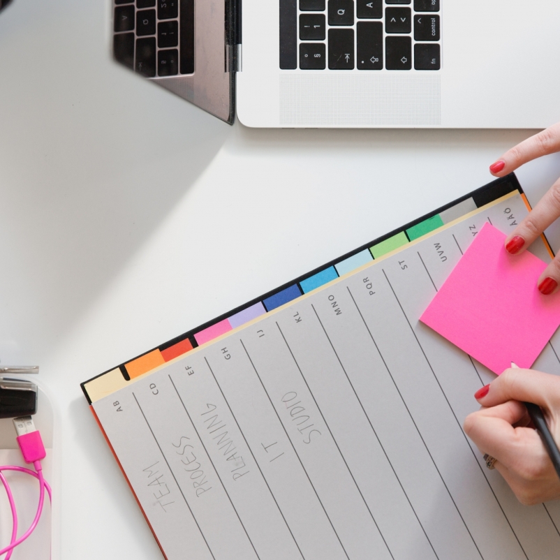 calendar with sticky notes