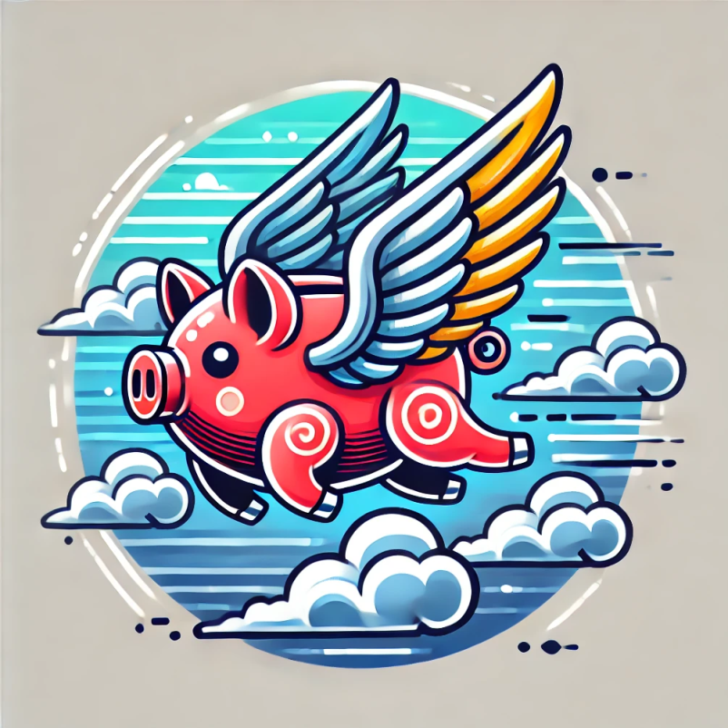 flying piggy bank website illustration
