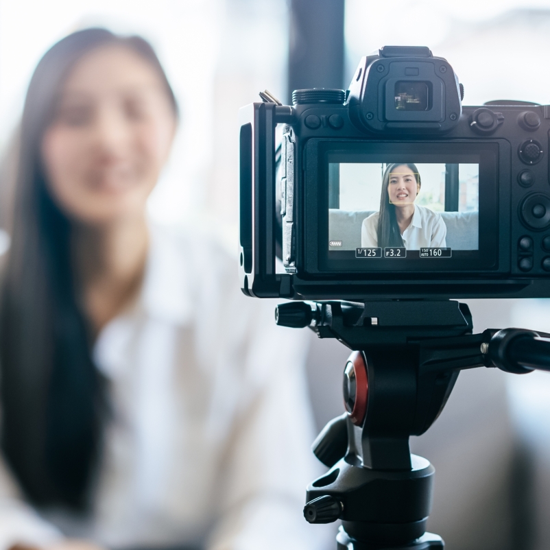 woman in a video interview