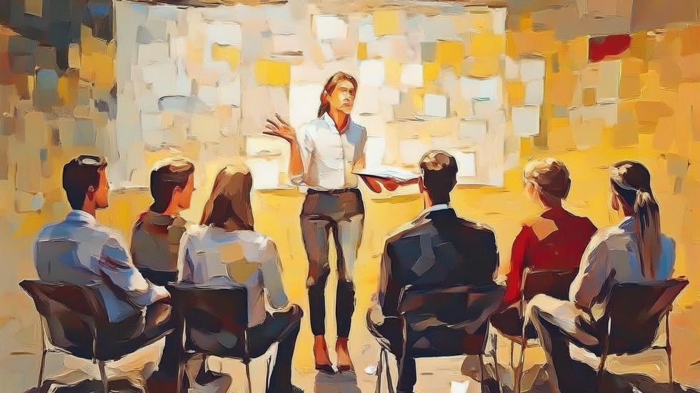 illustration of a woman leading a brand naming session