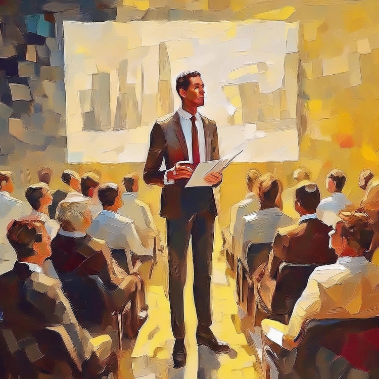 illustration of a man giving a presentation