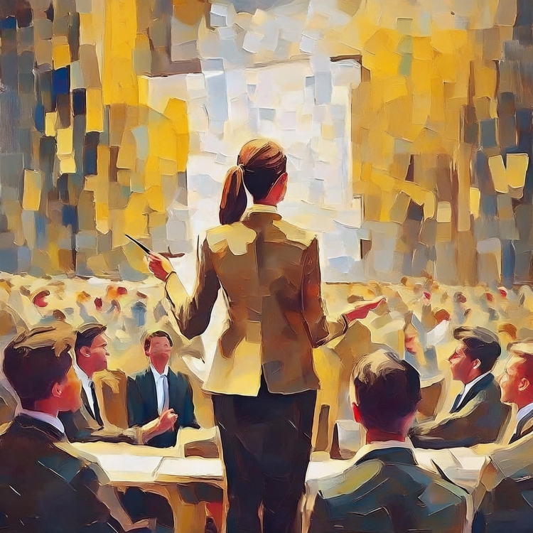 illustration of woman giving a speech